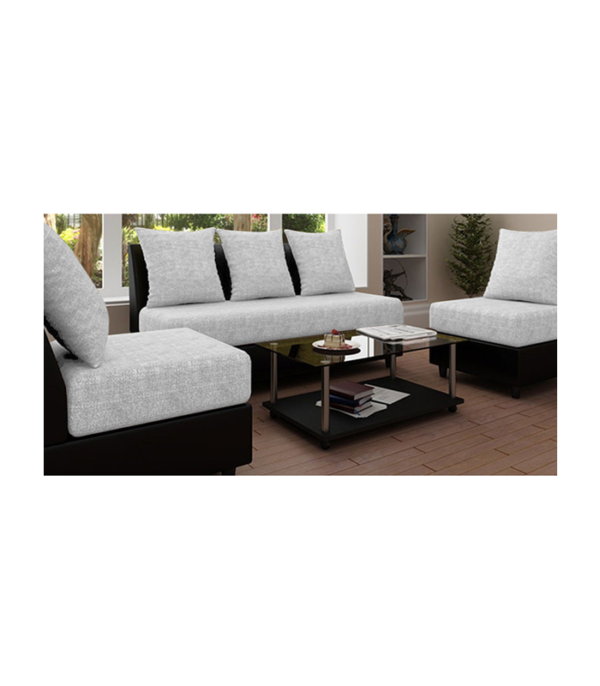 Algeria Five Seater 3+1+1 Sofa Set (Light Grey-Black)