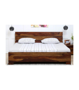 Allyn Teak Wood Bed - Teak Polish (Queen Size)