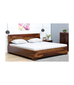Allyn Teak Wood Bed - Teak Polish (Queen Size)