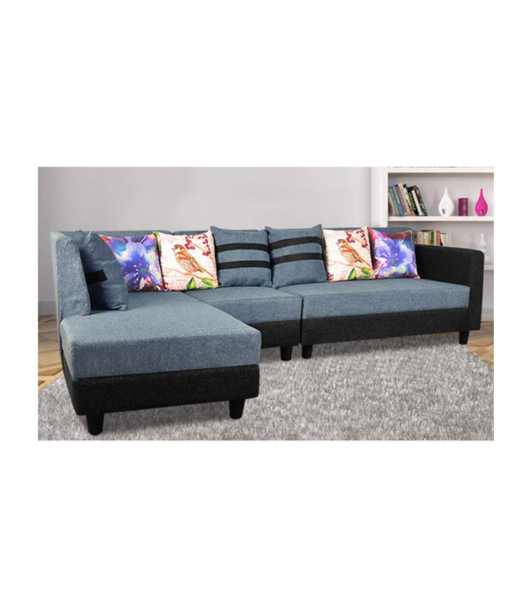 Amaze Six Seater LHS L Shape Sofa (Blue and Black)