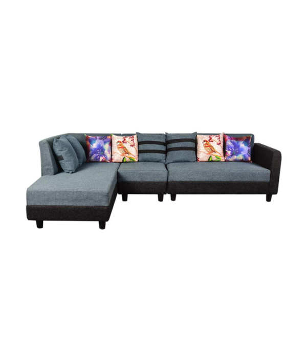 Amaze Six Seater LHS L Shape Sofa (Blue and Black)