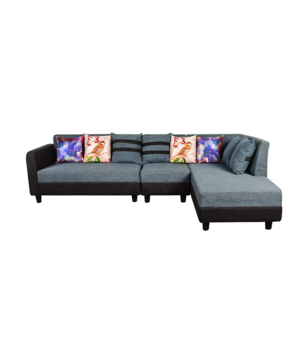 Amaze Six Seater RHS L Shape Sofa (Blue and Black)