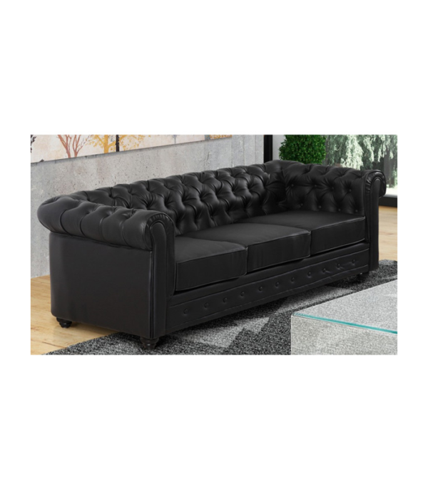 Bennett Three Seater Chesterfield Sofa (Black)