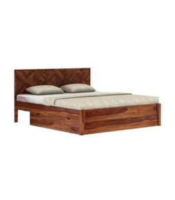 Bohemian Teak Wood Bed with Storage -Teak Polish