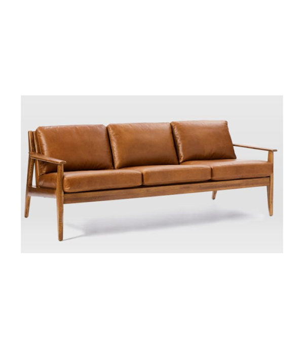 Bradley Three Seater Leatherette Sofa (Brown)