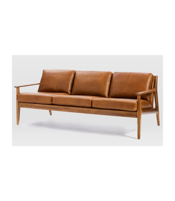 Bradley Three Seater Leatherette Sofa (Brown)