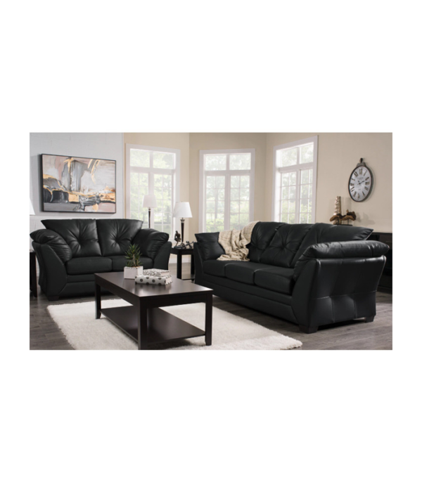 Brooklyn Five Seater 3+2 Leatherette Sofa Set (Black)