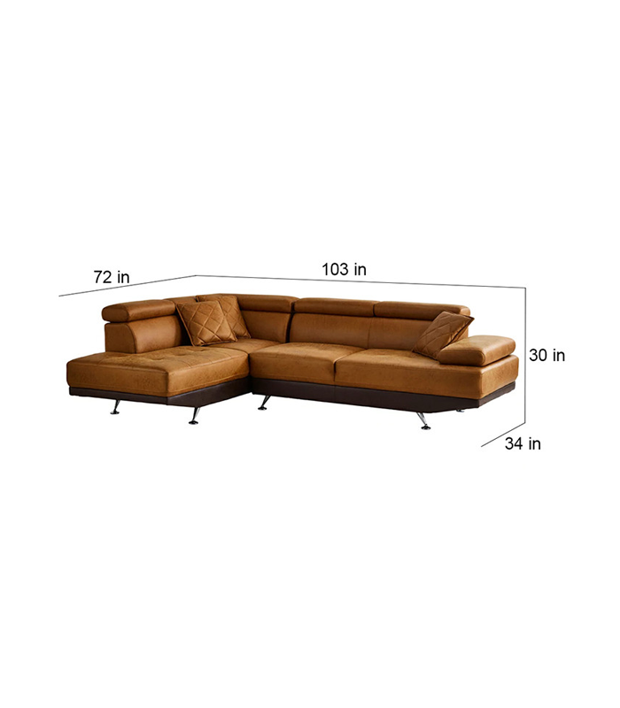 L Shape Lhs Leatherette Sofa Tan Brown, Minimum Size Of L Shape Sofa