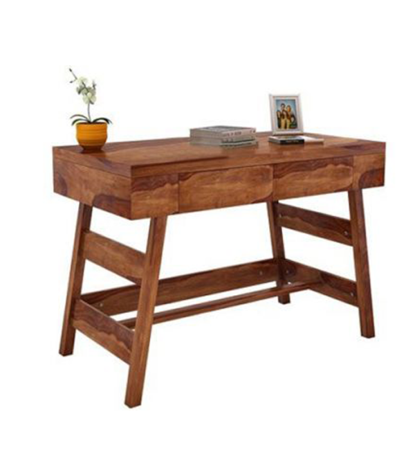 Campton Adjustable Teakwood Study Table with Drawer (Teak Polish)