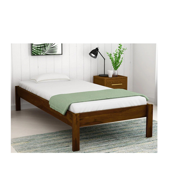 Canon Solid Wood Single Size Bed Without Storage (Teak Polish)