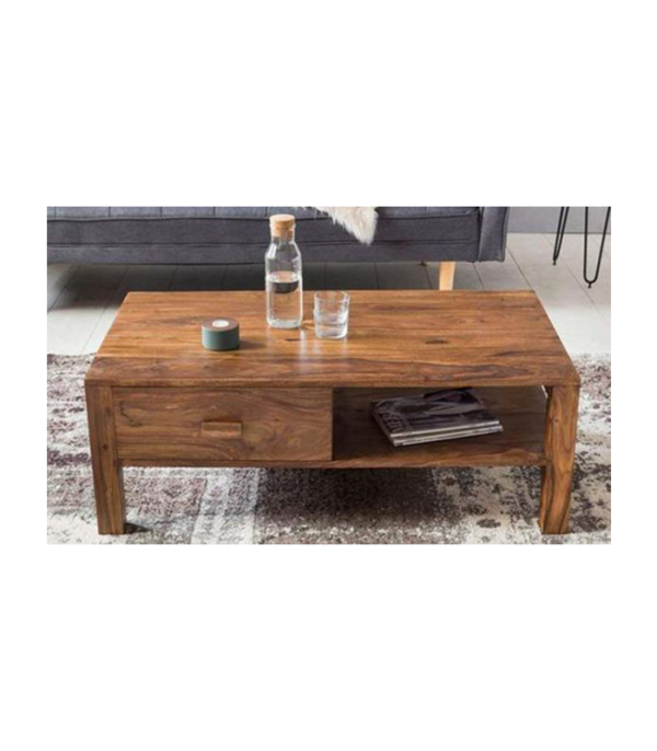Clover Solid Wood Coffee Table (Teak Wood) in Teak Polish
