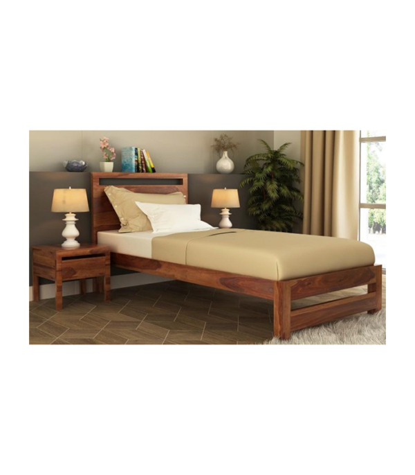 Cosmo Single Teak Wood Bed (Teak Polish)