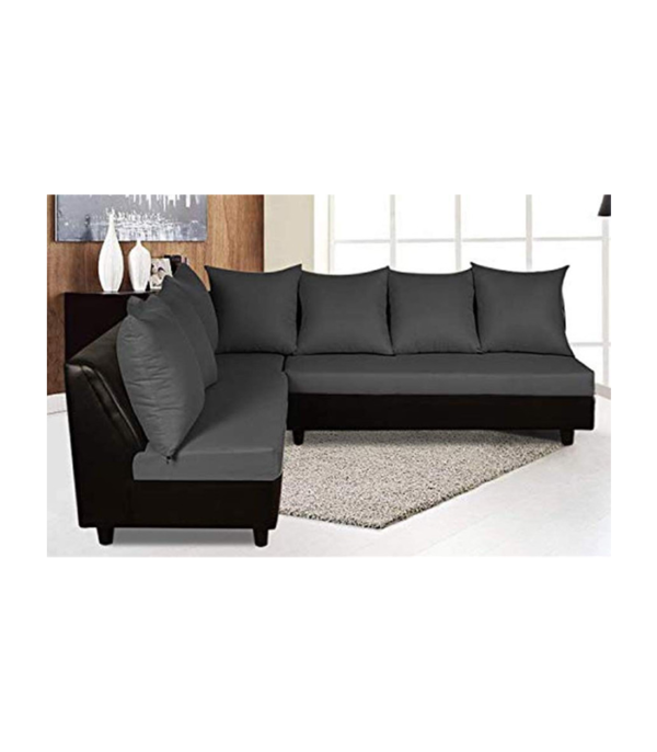 Daisy L-Shape 6 Seater Sofa -( Grey Black )