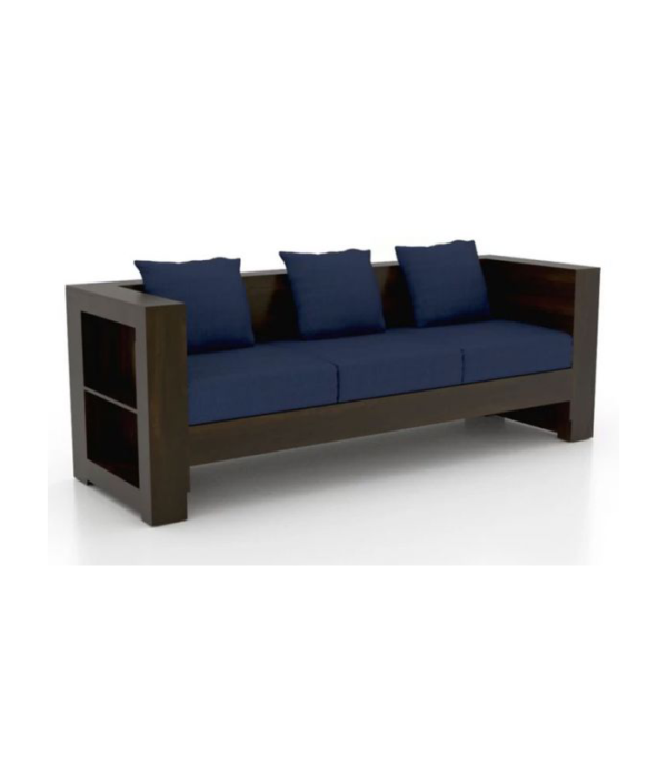 Brownoy Six Seater 3+2+1 Teakwood Wooden Sofa Set (Walnut Polish)