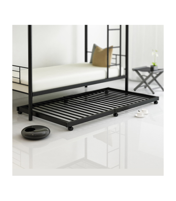 Flou Twin Size Trundle Bed with Castor Wheels (Black)