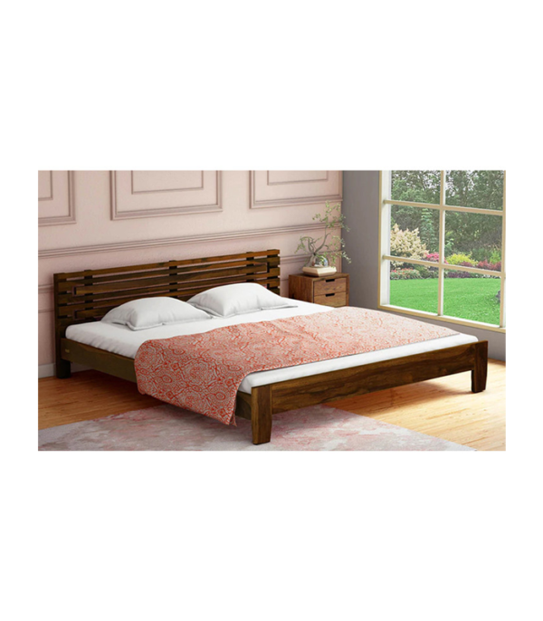 Hadwin Solid Wood Bed Without Storage (Teak Polish)