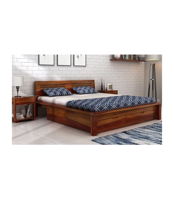 Harper Teak Wood Bed with Storage (Teak Polish)