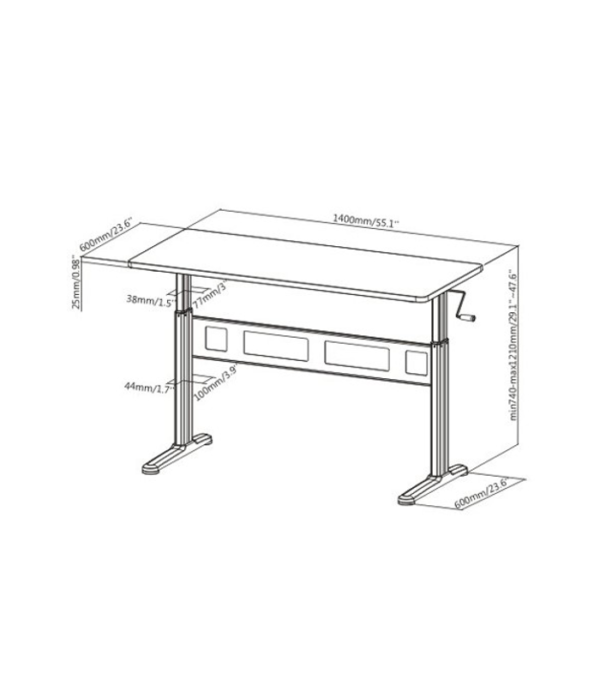 MANUAL HEIGHT ADJUSTABLE WORKSTATION WITH KEYBOARD TRAY