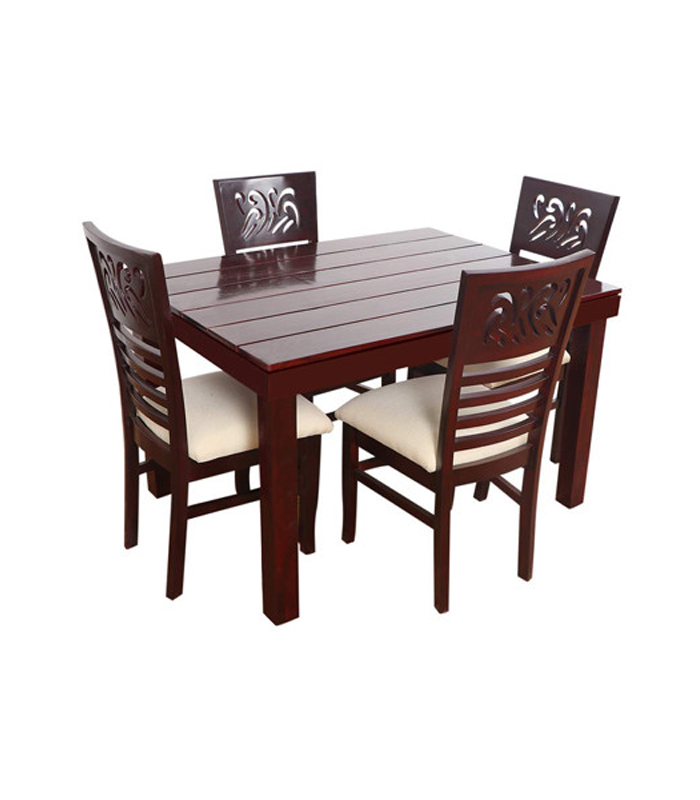 Montoya Teak Wood 4 Seater Dining Table, Teak Wood Kitchen Table
