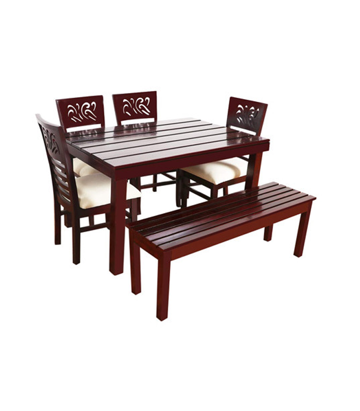 Montoya Teak Wood 6 Seater Dining Table, Teak Wood Dining Room Furniture
