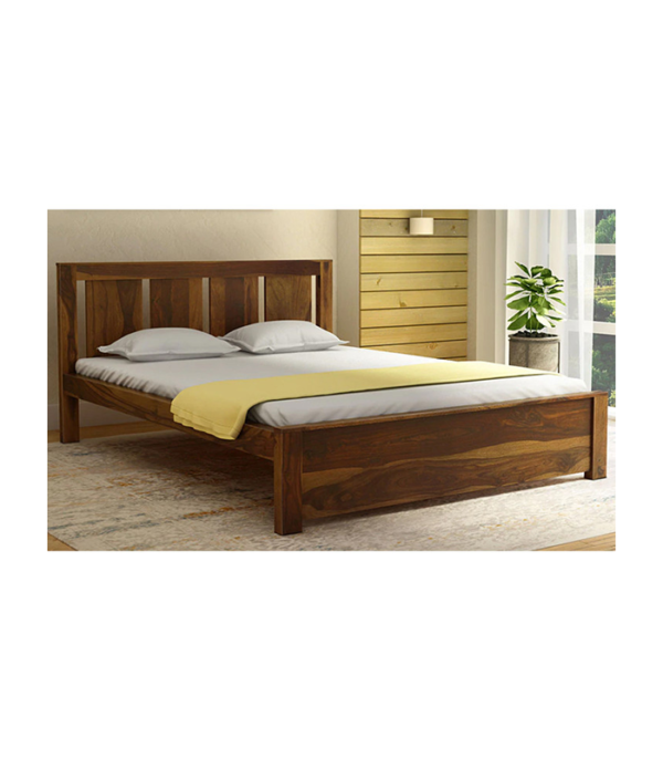 Oralie Solid Wood Bed Without Storage (Teak Polish)