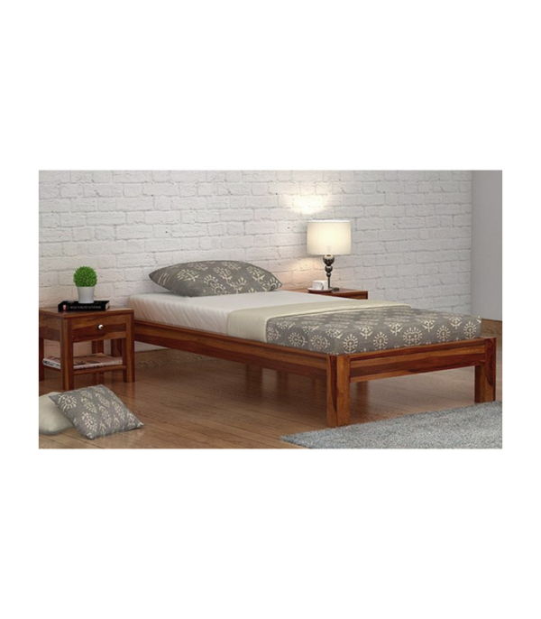 Oscar Single Teak Wood Bed (Teak Polish)