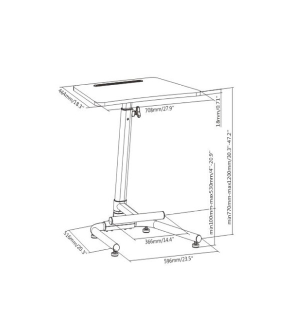 PNEUMATIC ON-FLOOR SIT-STAND WORKSTATION WITH FOOTREST BAR