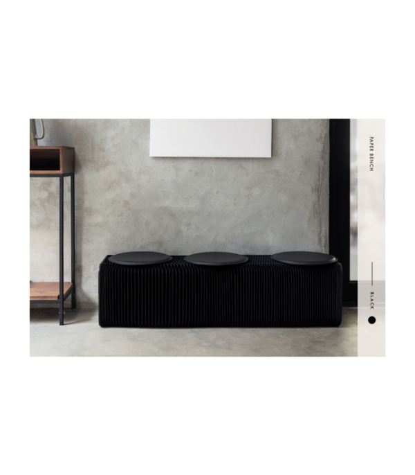 Paper Bench in Black H28 cm (3 persons)