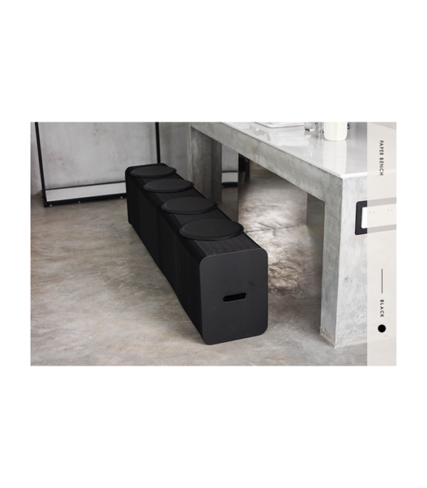 Paper Bench in Black H28 cm (6 Person)