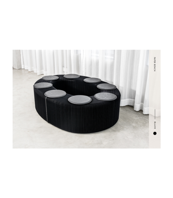 Paper Bench in Black H28 cm (9 persons)