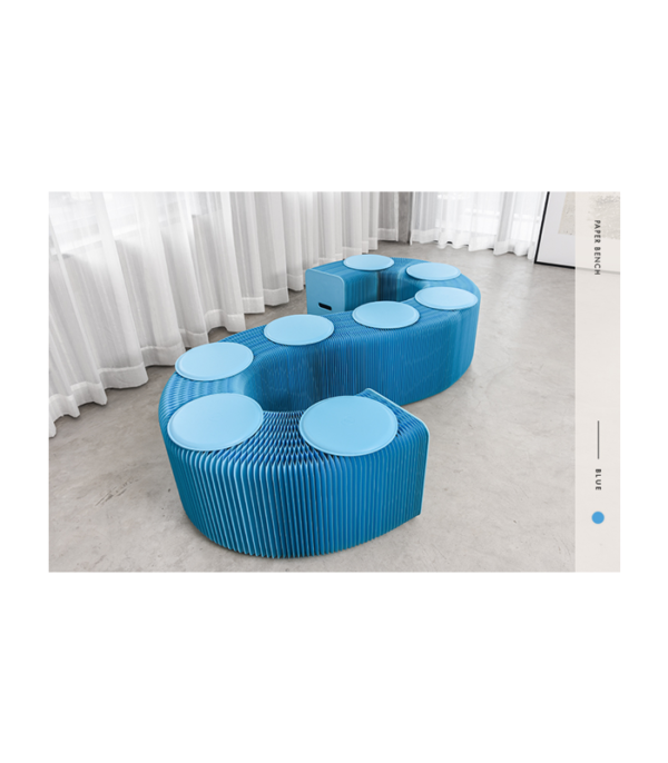 Paper Bench in Blue H42 cm (9 persons)