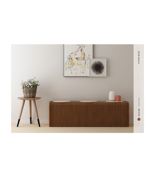 Paper Bench in Brown H28 cm (3 persons)