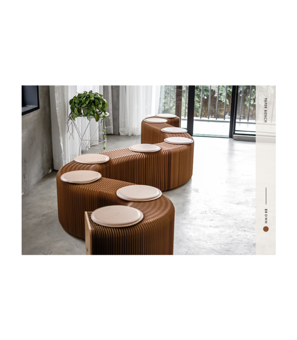 Paper Bench in Brown H28 cm (9 persons)