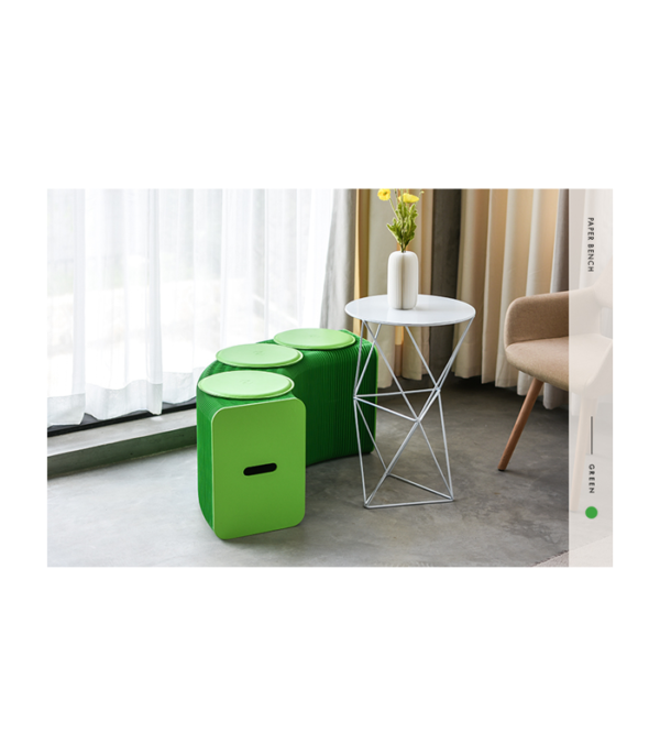 Paper Bench in Green H42 cm (3 persons)