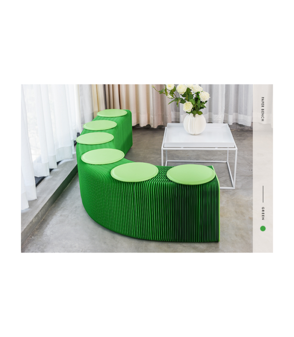 Paper Bench in Green H42 cm (6 Person)