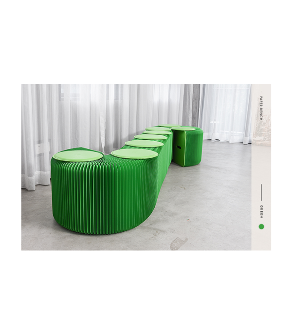 Paper Bench in Green H42 cm (9 persons)