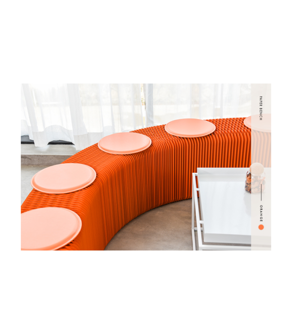 Paper Bench in Orange H42 cm (6 Person)