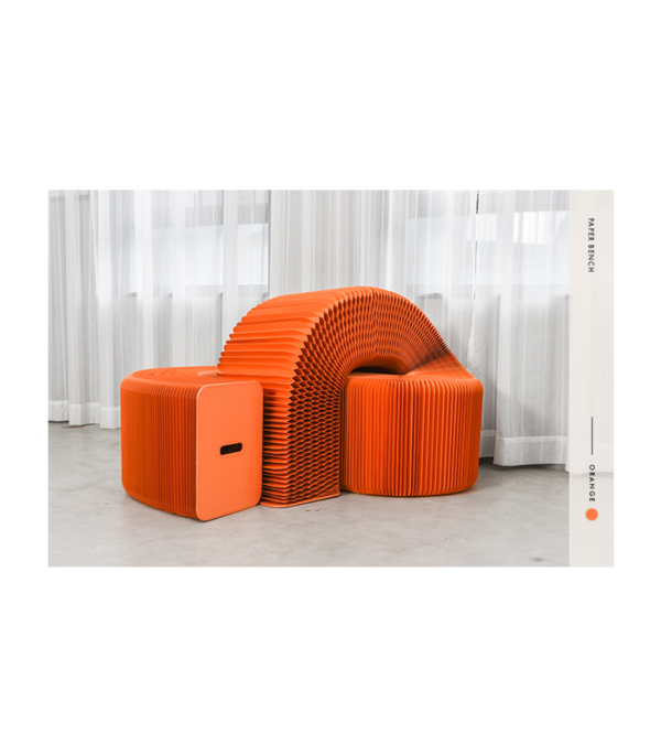 Paper Bench in Orange H42 cm (9 persons)