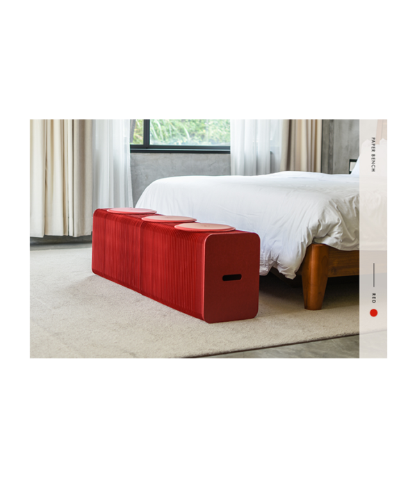 Paper Bench in Red H28 cm (3 persons)