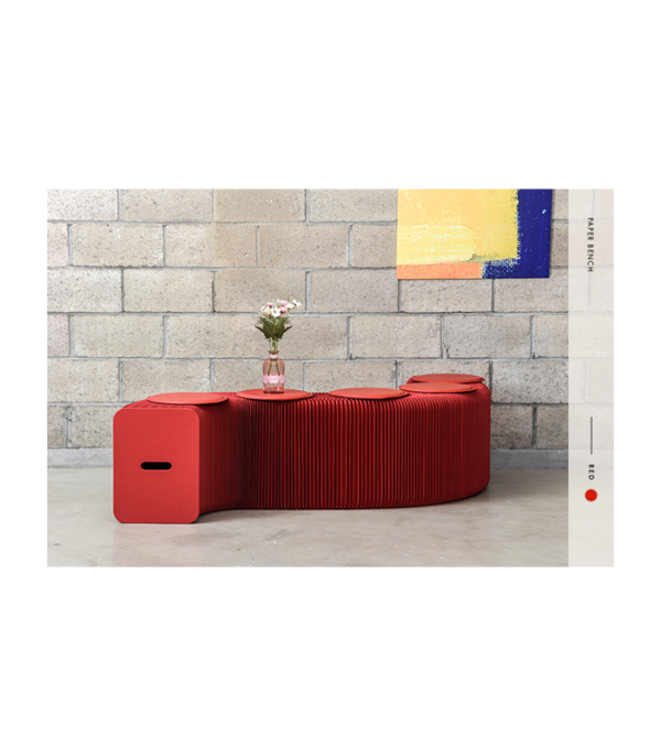 Paper Bench in Red H28 cm (6 Person)