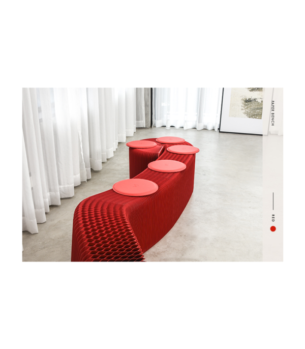 Paper Bench in Red H28 cm (9 persons)