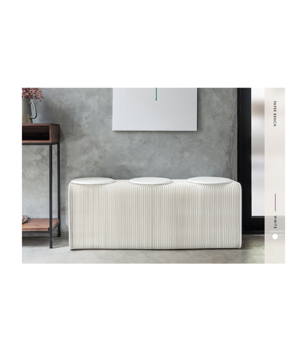 Paper Bench in White H28 cm (3 persons)