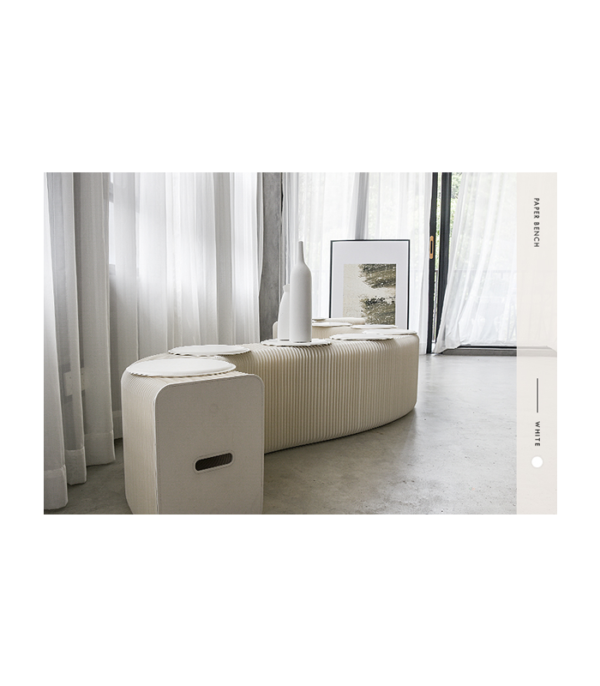 Paper Bench in White H28 cm (9 persons)