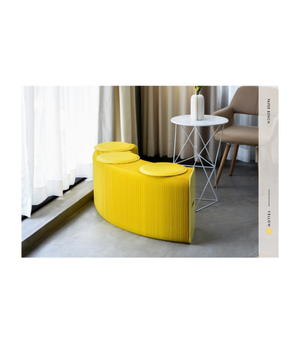 Paper Bench in Yellow H42 cm (3 persons)