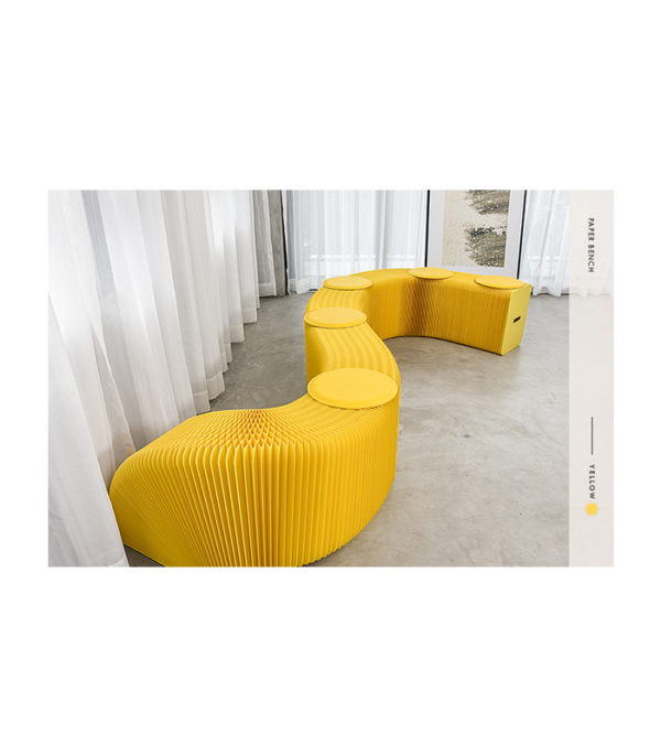 Paper Bench in Yellow H42 cm (9 persons)