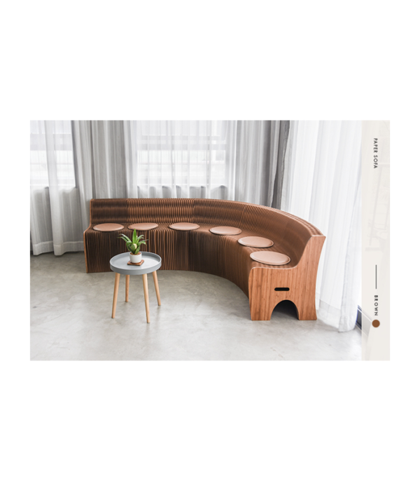 Paper Sofa Six Seater in Brown (300 cm)