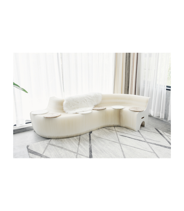 Paper Sofa Six Seater in White (300 cm)