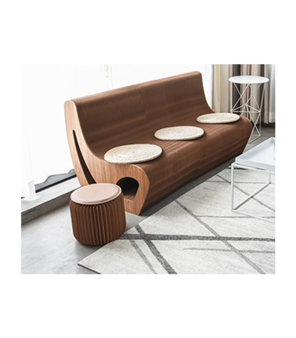 Paper Sofa Three Seater in Brown (180 cm)