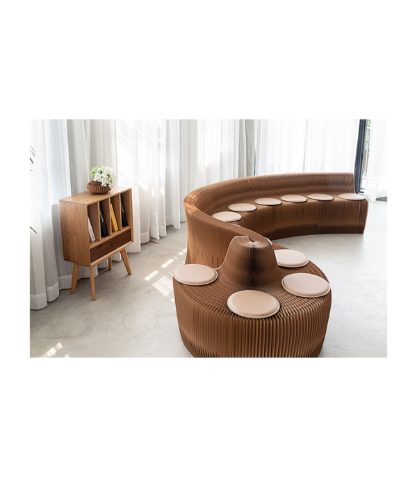 Paper Sofa Twelve Seater in Brown (600 cm)