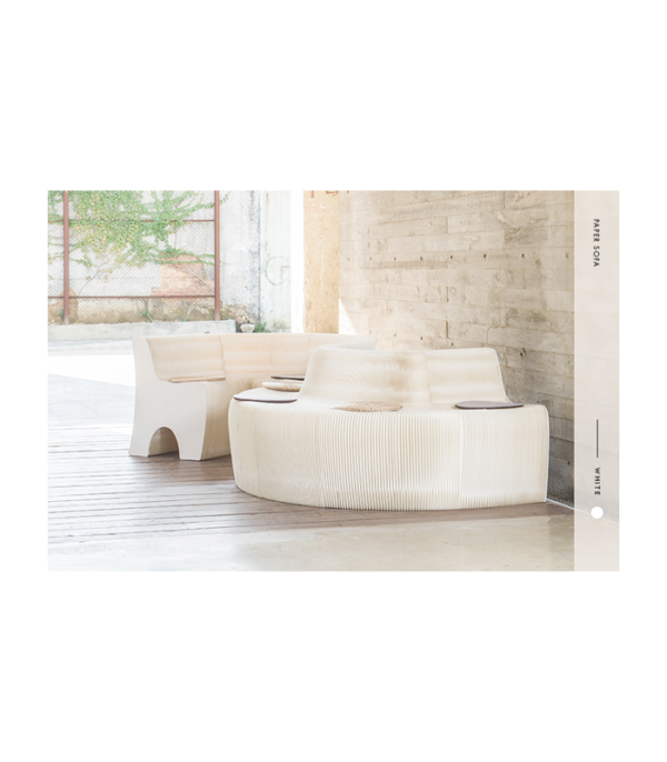 Paper Sofa Twelve Seater in White (600 cm)